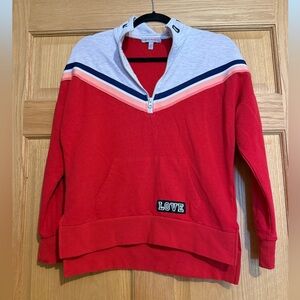 Women’s Red 1/4 Zip Pullover w/ Side Slits